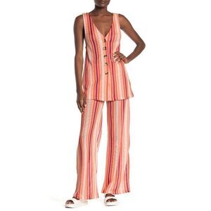 Free People Women's Bridget Striped Vest & Pants Set - Orange 2
